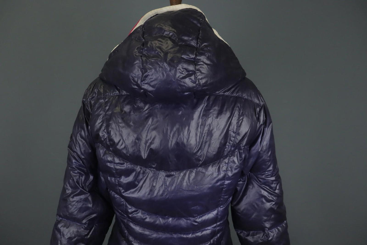 KJUS Purple Long Sleeve Mock Neck Zip Pocket Full Zip Hooded Puffer Jacket Sz S