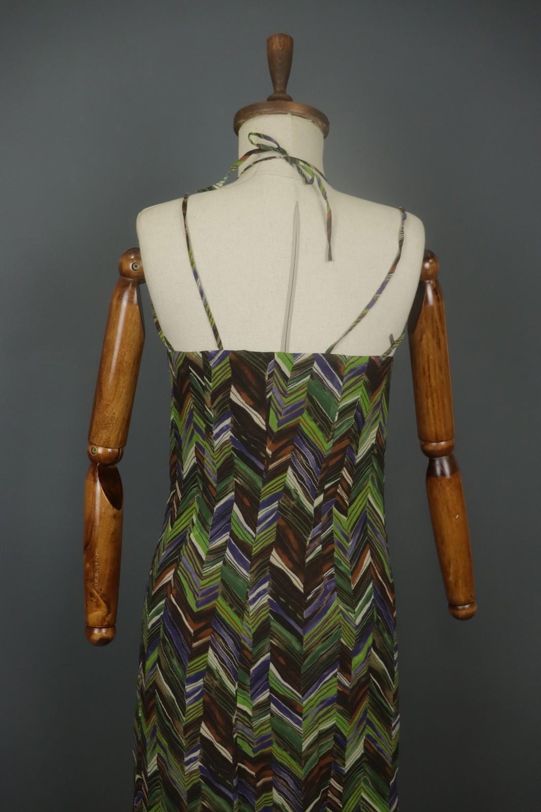 MAX MARA Multicolor Geometric Silk Halter Neck Sleeveless Midi Dress – Size 40