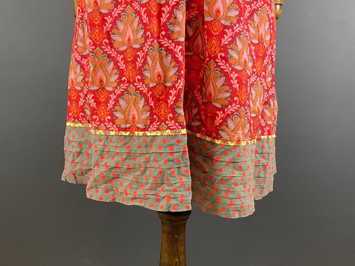 Deerberg by Oska Red Floral Short Sleeve Boho Relaxed Blouson Midi Dress – Size M