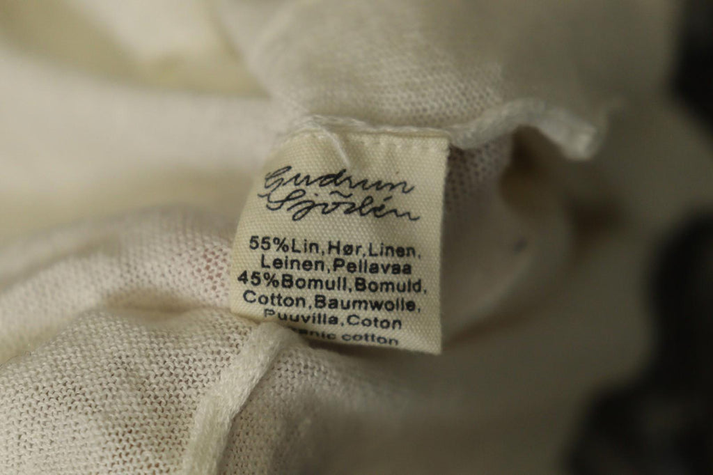 GUDRUN SJODEN White Linen Long Sleeve Round Neck Knit Pullover Sweater – Size M