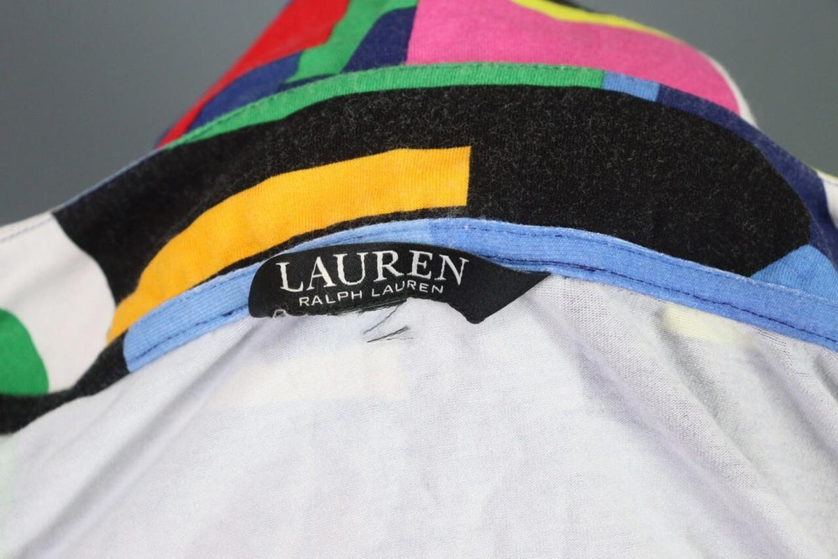 RALPH LAUREN BLACK LABEL Multicolro Colorful 3/4 Sleeve Stretch Blouse Top