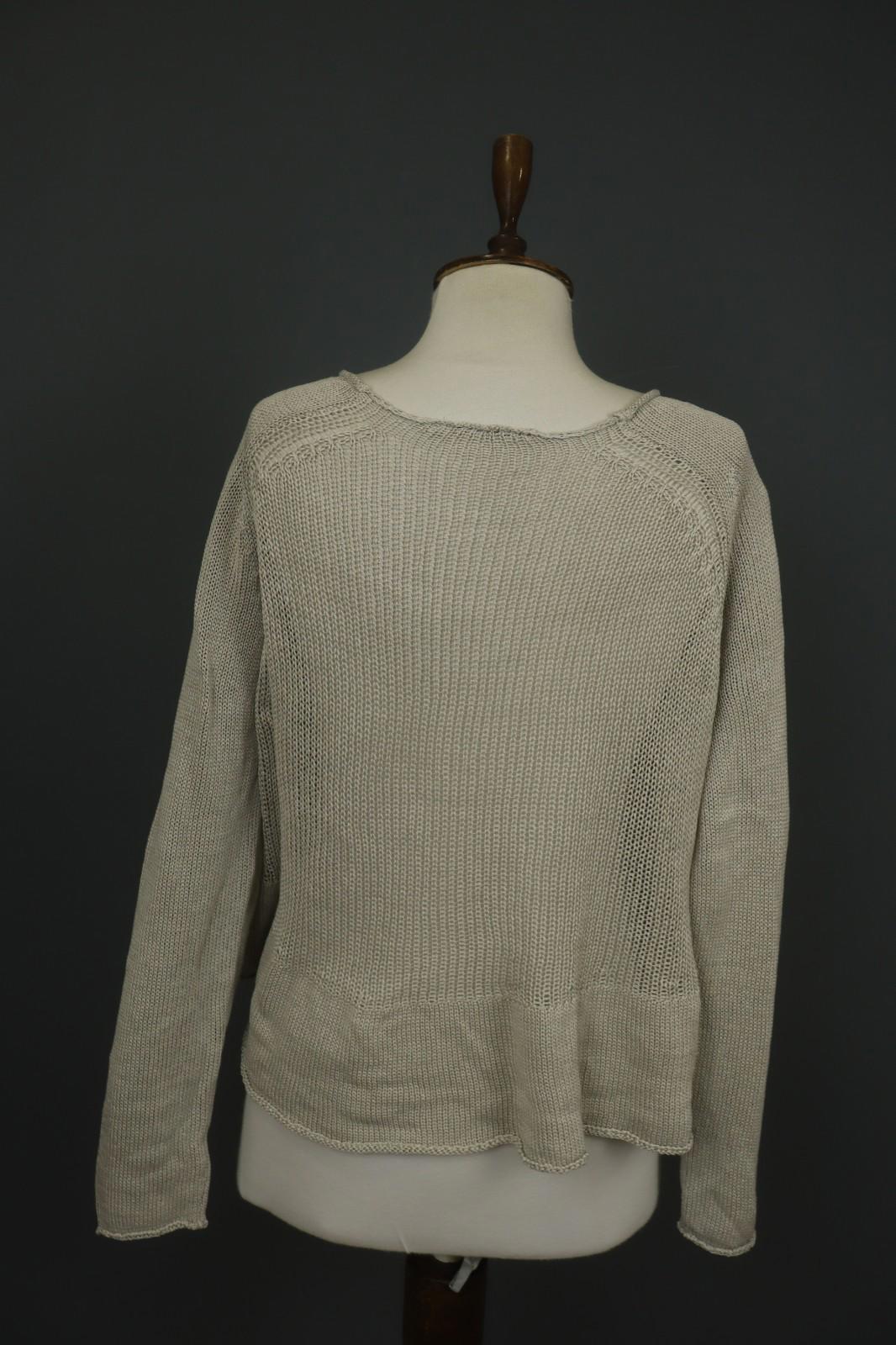 TRANSIT PAR SUCH Tan Open Knit Long Sleeve Round Neck Pullover Sweater – Size 1