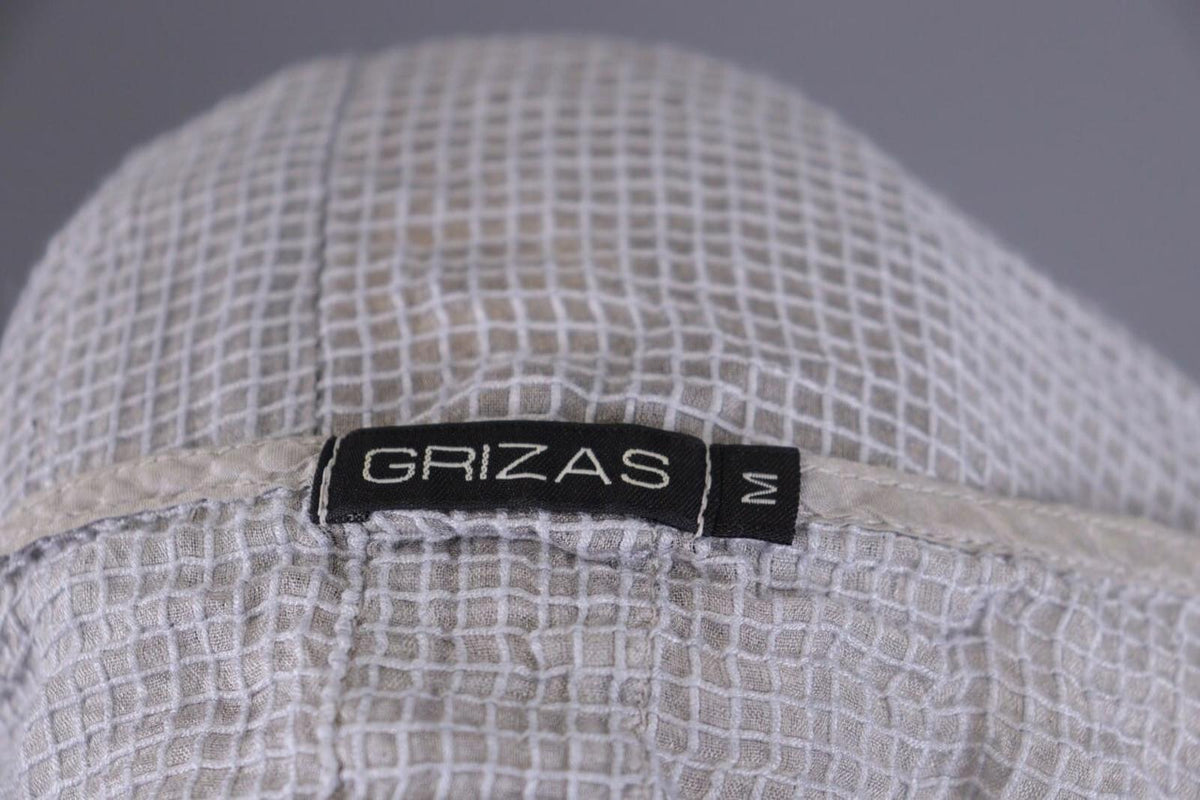 GRIZAS Gray Check Silk Lagenlook Long Sleeve Top Blouse Shirt – Size M
