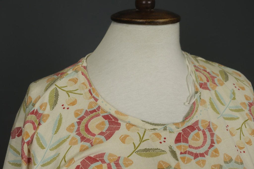 GUDRUN SJODEN Multicolor Floral Modal Long Sleeve Round Neck Shift Dress – Size L