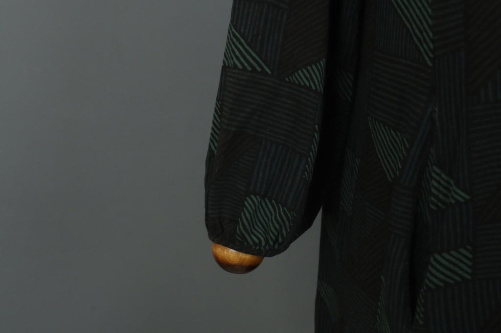 GUDRUN SJODEN Multi Geometric Balloon Sleeve Round Neck Shift Dress – Size S