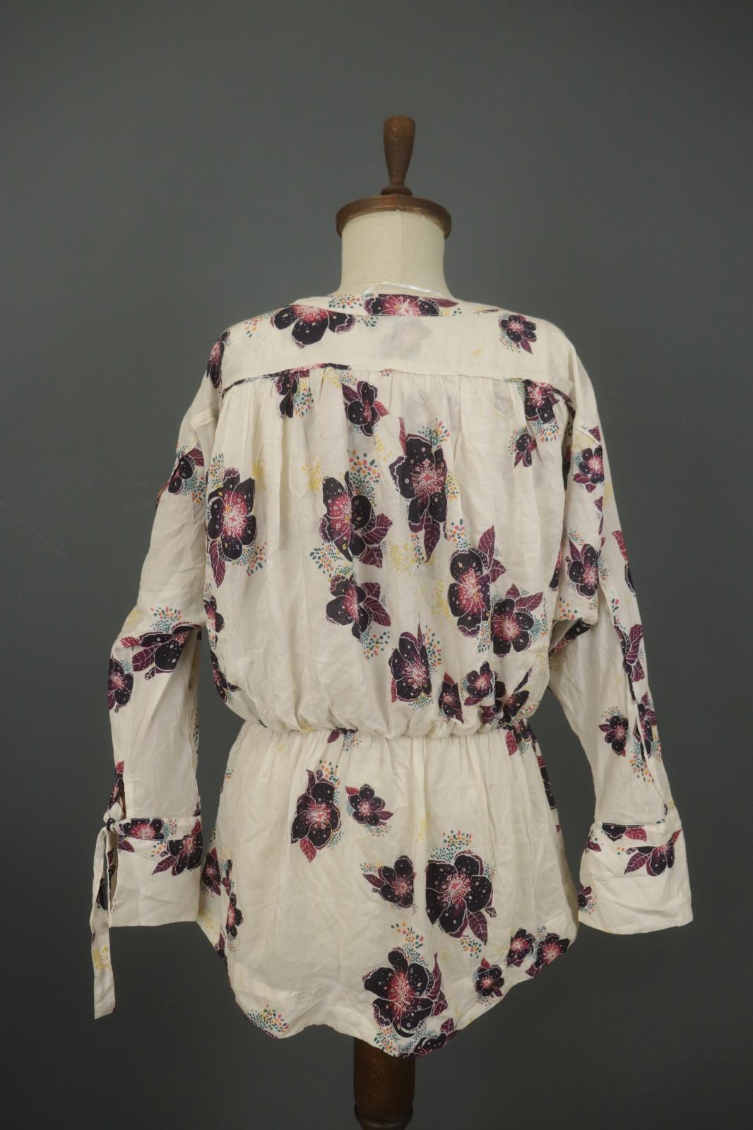 Free People Multi Viscose Floral V-Neck Long Sleeve Pullover Wrap Top – Size S