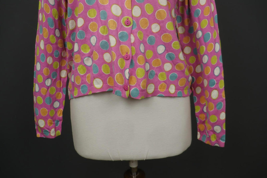 GUDRUN SJÖDEN Multi Polka Dot Long Sleeve Button Front Cardigan Sweater – Size M