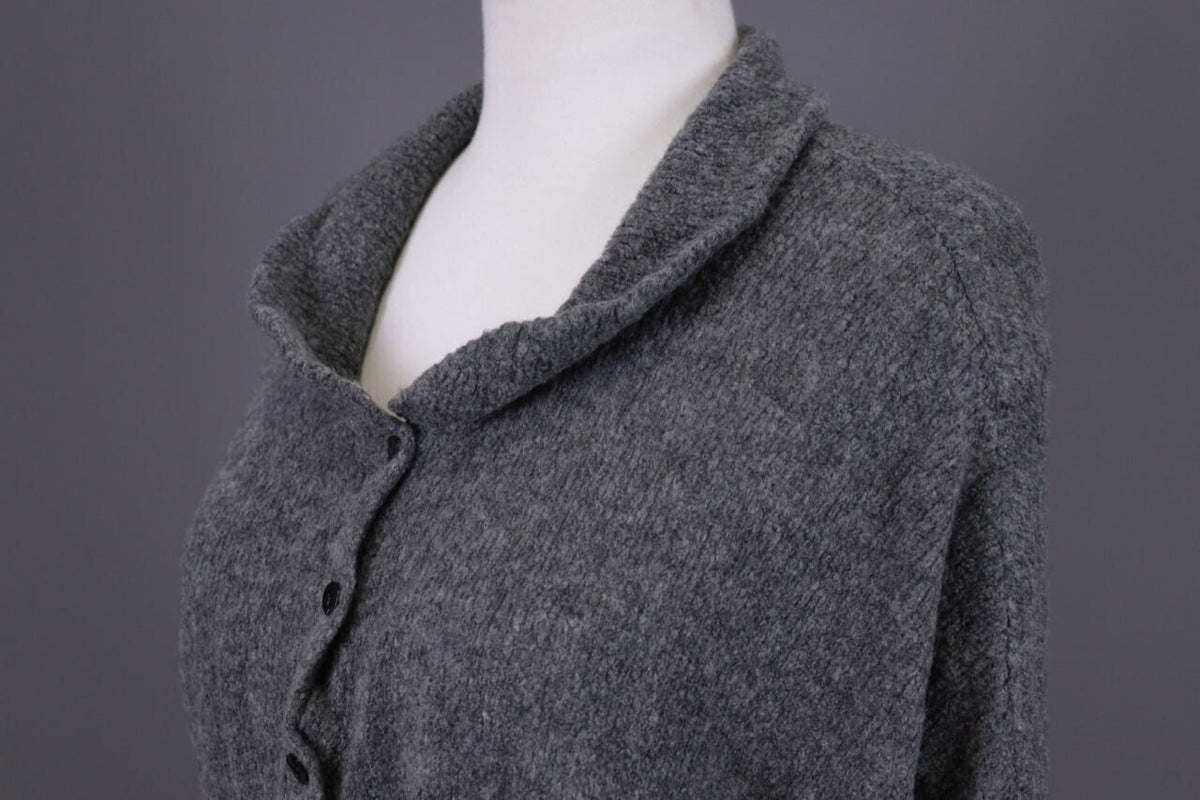 Grizas Gray Wool Lagenlook Textured Knit Cardigan Sweater – Size XL