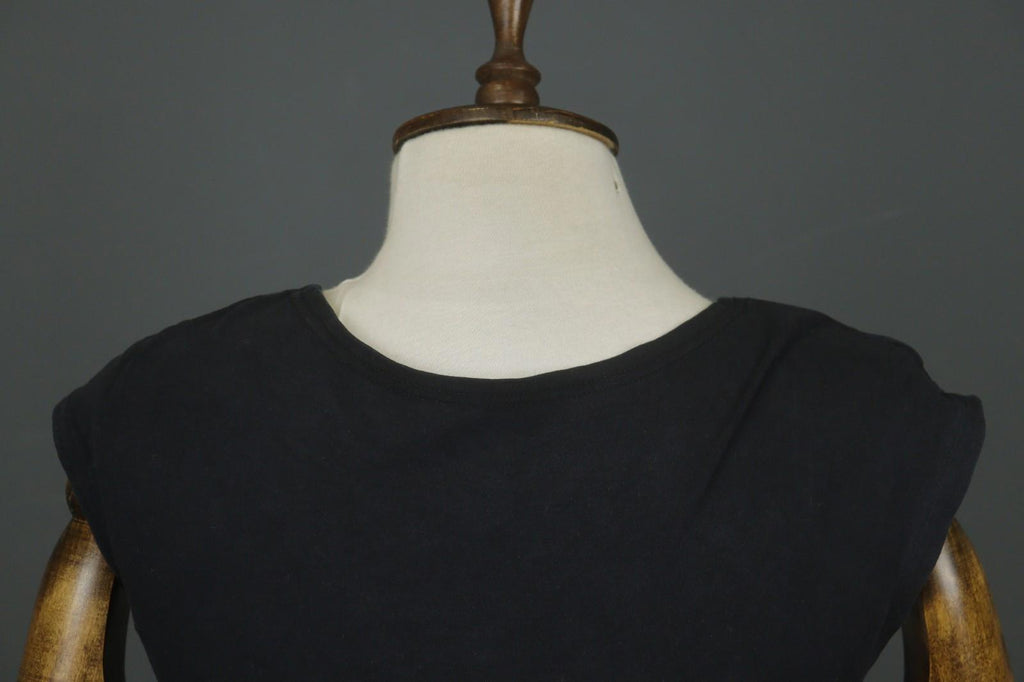 GUDRUN SJODEN Black Organic Cotton Scoop Neck Sleeveless Bodycon Dress – Size S