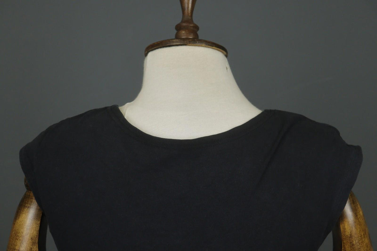GUDRUN SJODEN Black Organic Cotton Scoop Neck Sleeveless Bodycon Dress – Size S