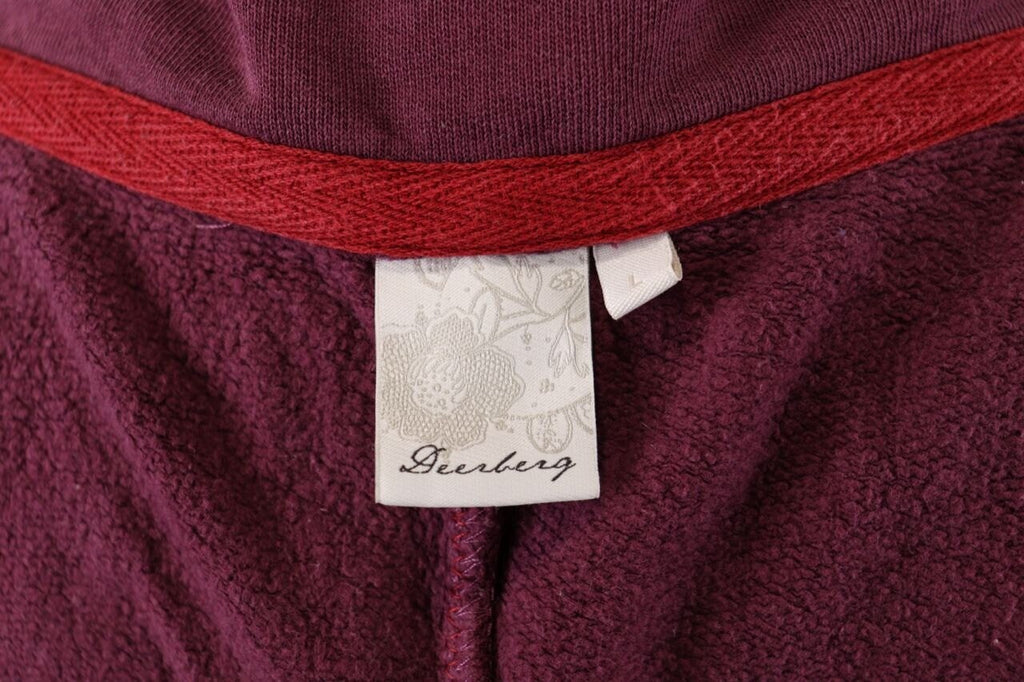 Deerberg Burgundy Floral Embroidered High Neck Full Zip Sweater – Size L