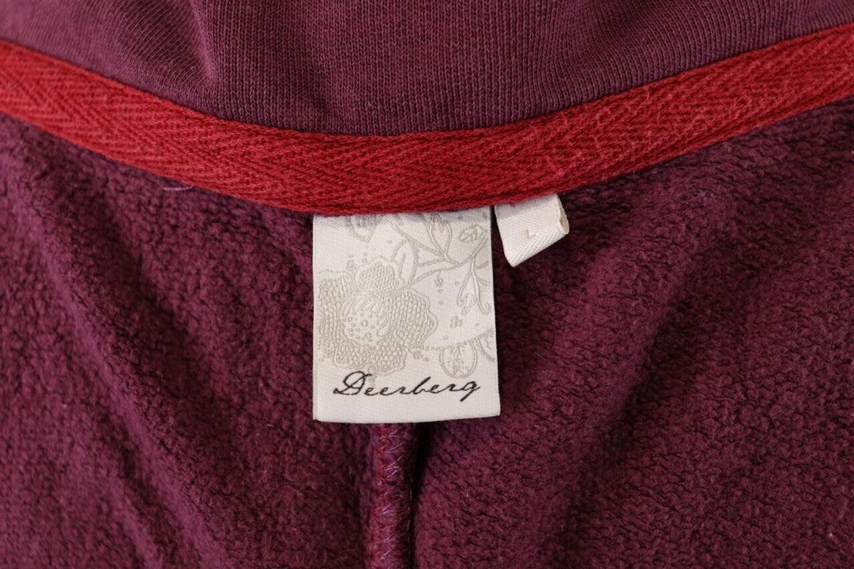 Deerberg Burgundy Floral Embroidered High Neck Full Zip Sweater – Size L