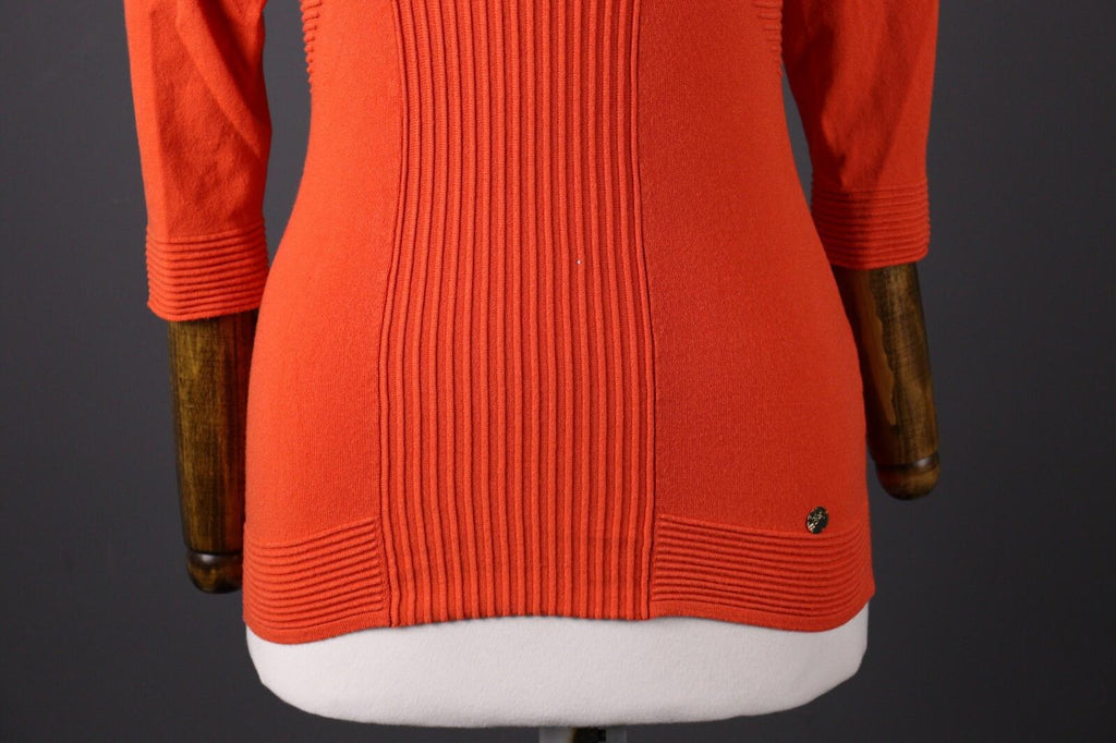 VERSACE COLLECTION Orange Tight Knit 3/4 Sleeve Sweater – Size 44