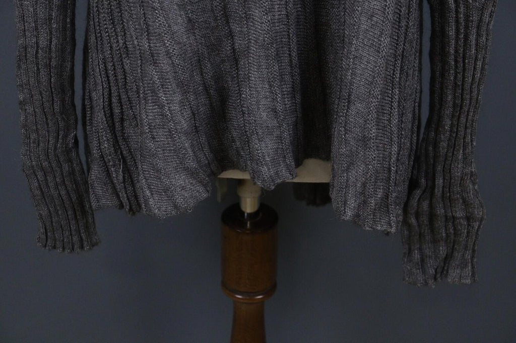 SARAH PACINI Gray Lagenlook Tight Knit Button Front Cardigan Sweater