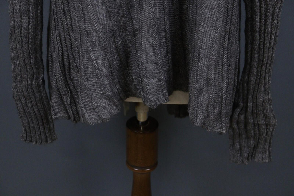 SARAH PACINI Gray Lagenlook Tight Knit Button Front Cardigan Sweater