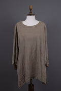 Gudrun Sjoden Brown Linen Lagenlook Long Sleeve Relaxed A-Line Dress – Size L
