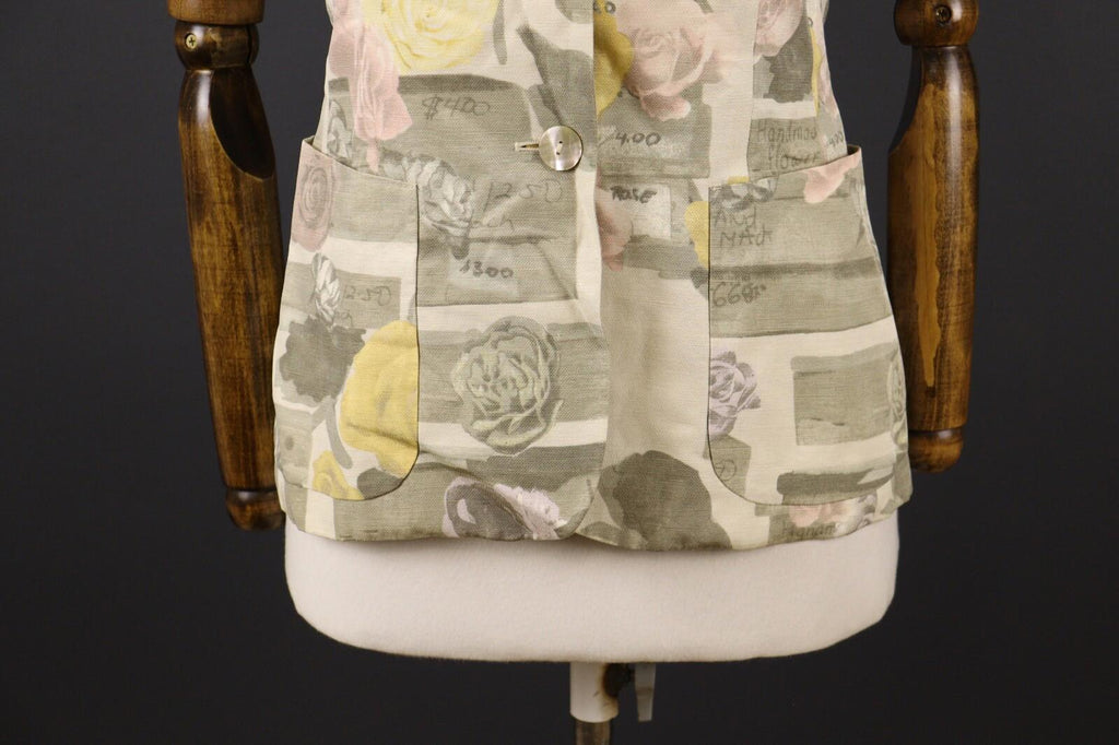LAUREL by ESCADA Multicolor Floral Silk Linen Lightweight Blazer Jacket – Size M