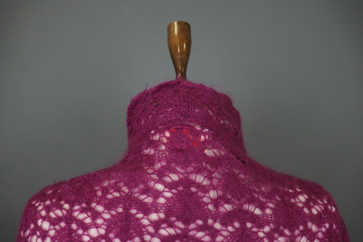ANTHOLOGY AVOCA Pink Long Sleeve Button Front Asymmetrical Hem Crochet Dress
