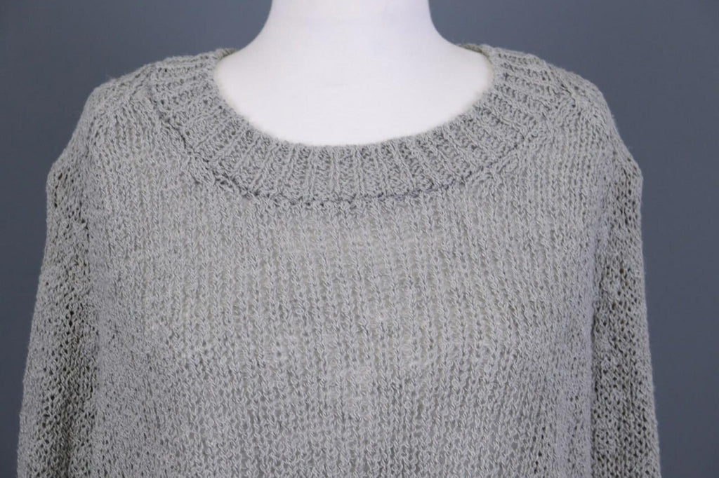 ANNETTE GORTZ Gray Open Knit Hemp Crew Neck Knit Sweater – Size S
