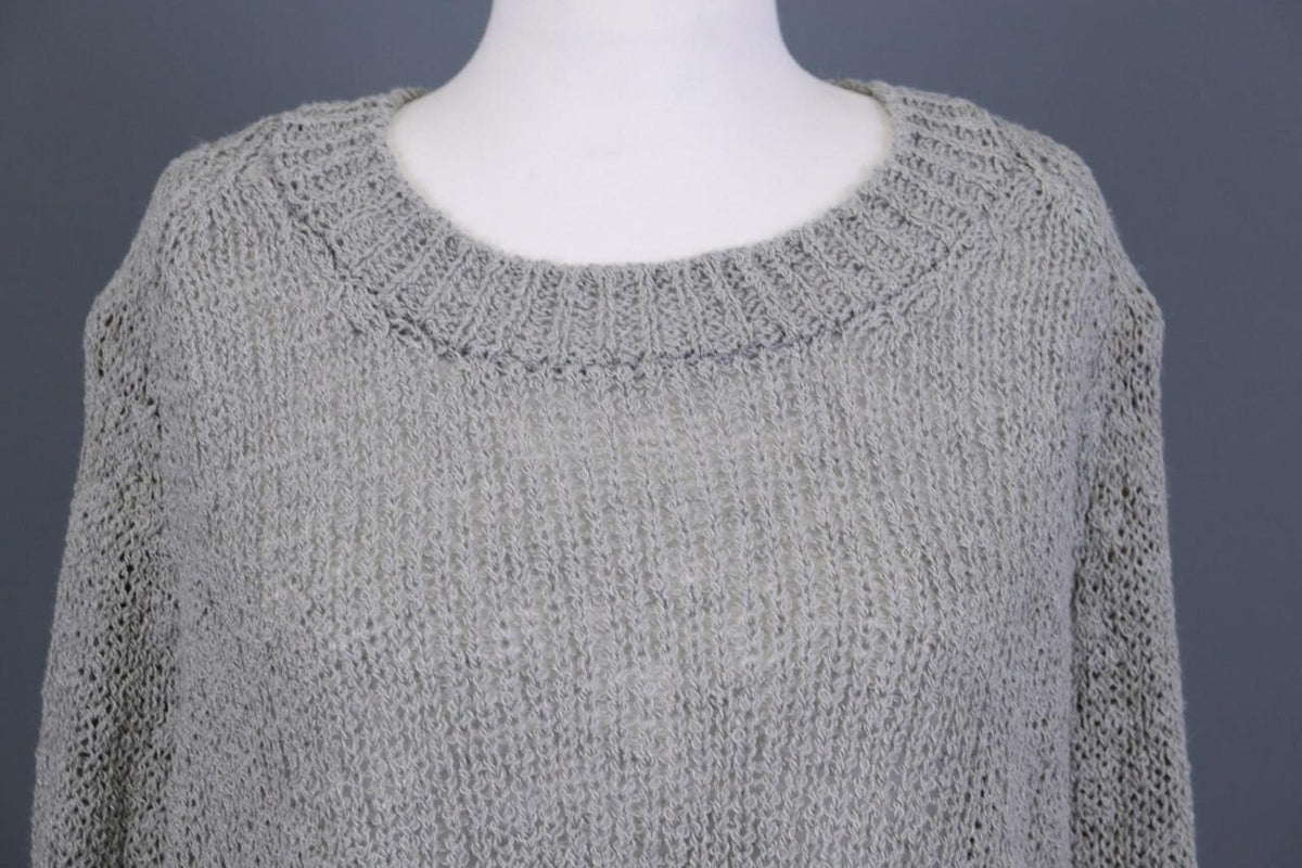 ANNETTE GORTZ Gray Open Knit Hemp Crew Neck Knit Sweater – Size S