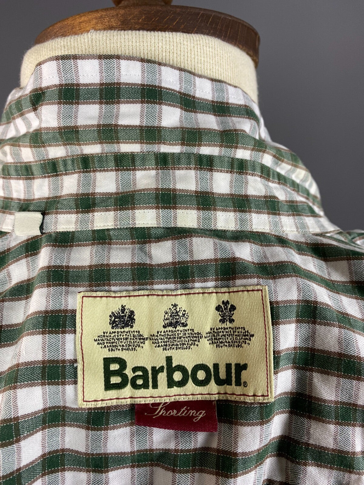 Barbour Sporting Green Check Button Down Shirt – Size US S / UK M