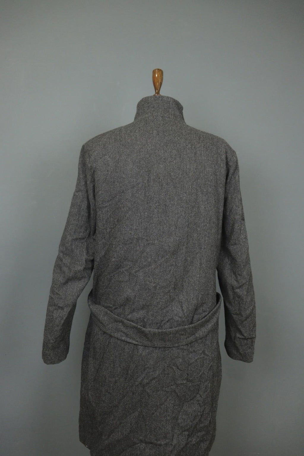 ANNETTE GOERTZ Gray Herringbone Wool Long Sleeve Button Front Long Coat – Size 38