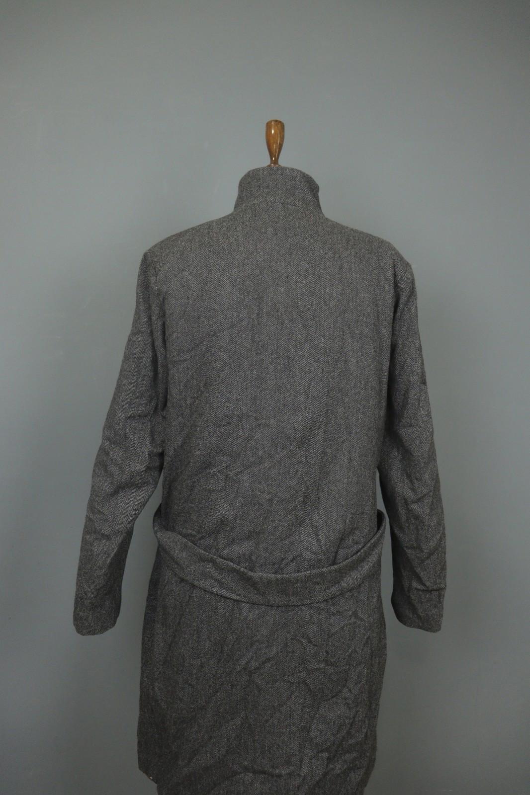 ANNETTE GOERTZ Gray Herringbone Wool Long Sleeve Button Front Long Coat – Size 38