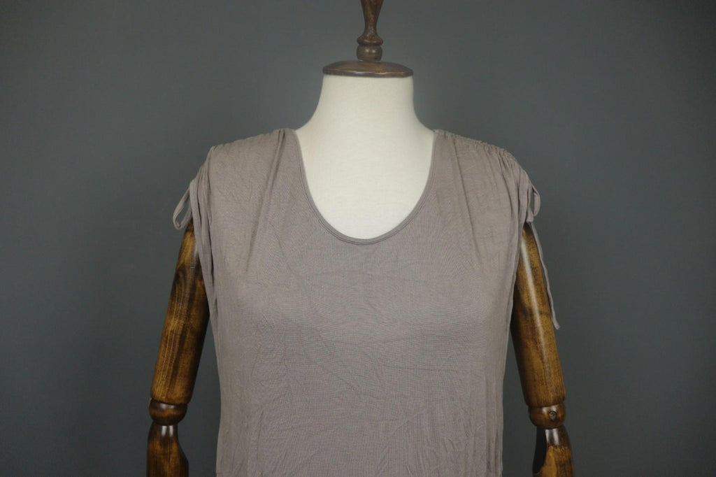 GUDRUN SJODEN Gray Viscose Blend Scoop Neck Shoulder Tie Babydoll Dress – Size M