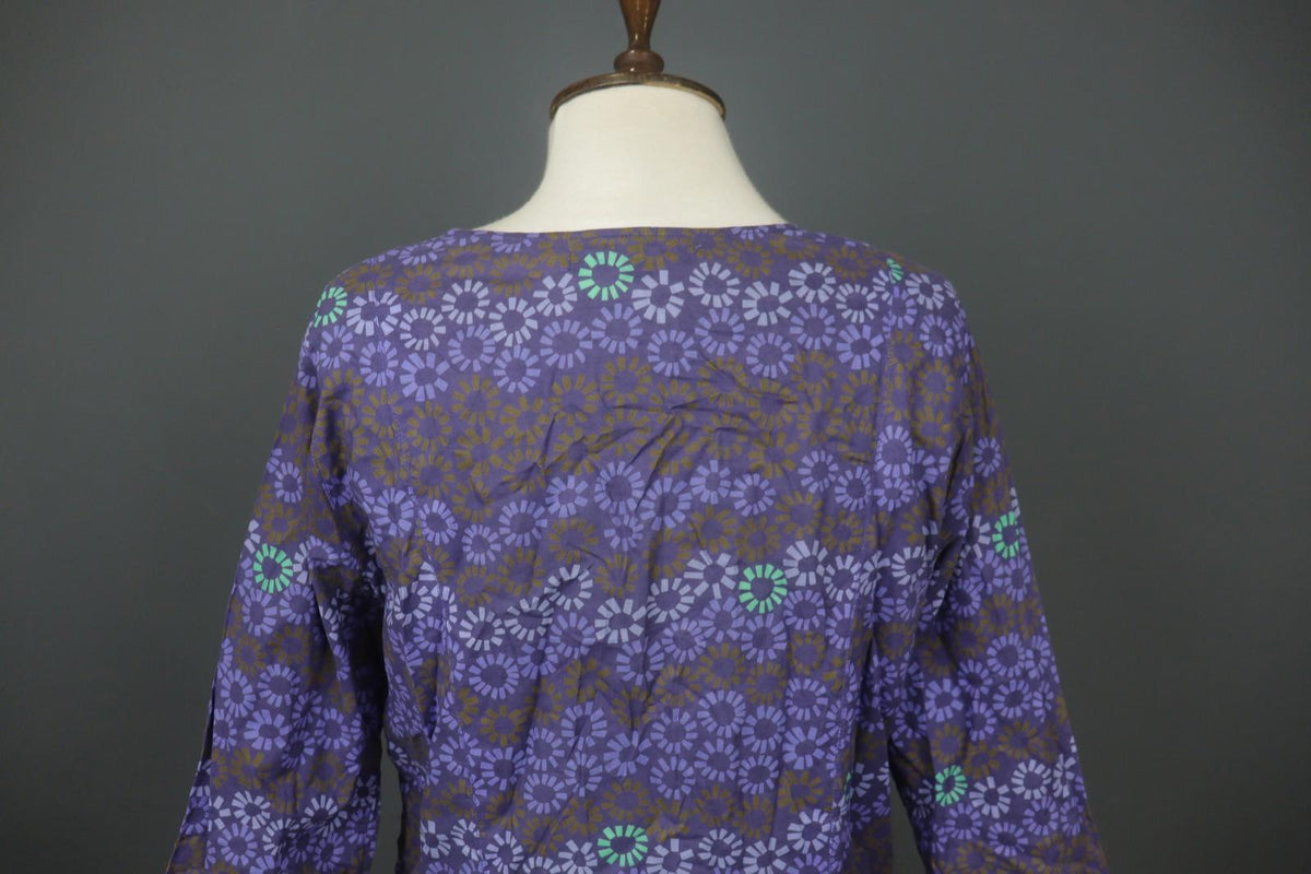 GUDRUN SJÖDEN Multi Flower Cotton Long Sleeve Button Front Tunic Shirt Top Sz S