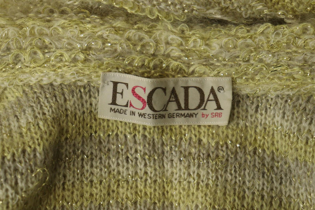 ESCADA Beige Knitted Casual Raglan Sleeve Metallic Open Front Cardigan – Size 38