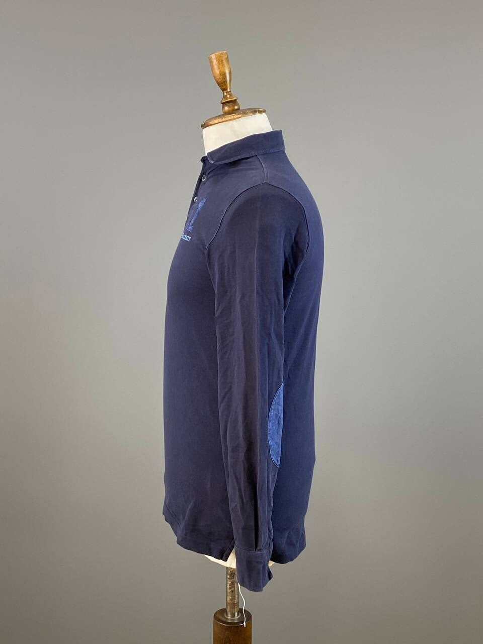 Hackett London Blue #1 Elbow Patches Long Sleeve Rugby Polo Shirt – Size XS – Used