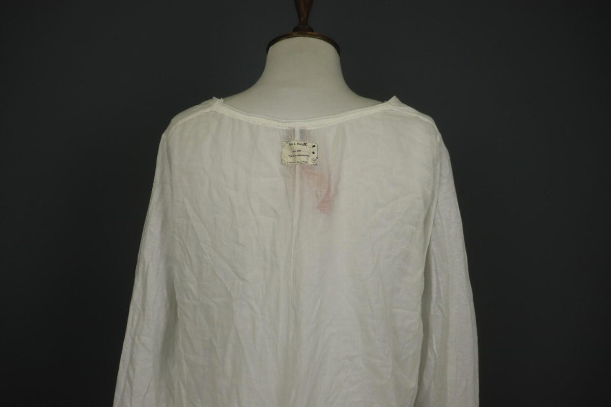 EWA I WALLA White Cotton Round Neck Long Sleeve High Low Blouse Top – Size M