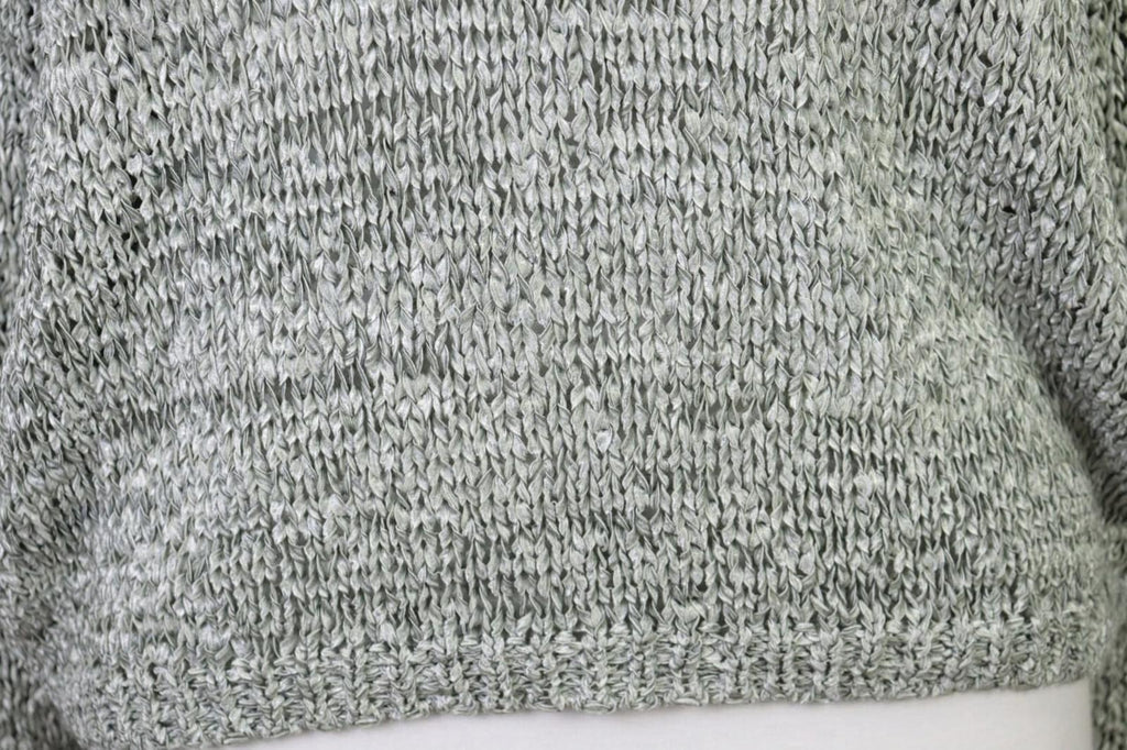 ANNETTE GORTZ Gray Open Knit Crew Neck Knit Sweater – Size M