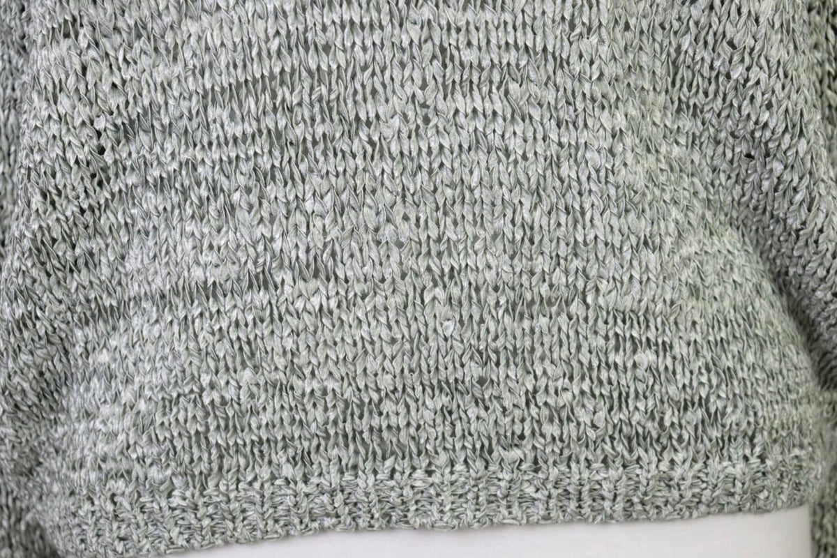 ANNETTE GORTZ Gray Open Knit Crew Neck Knit Sweater – Size M