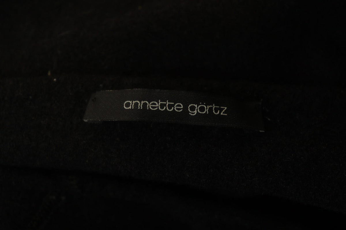 ANNETTE GORTZ Black Wool Long Sleeve Boat Neck Casual Pullover Blouse Top – Size M