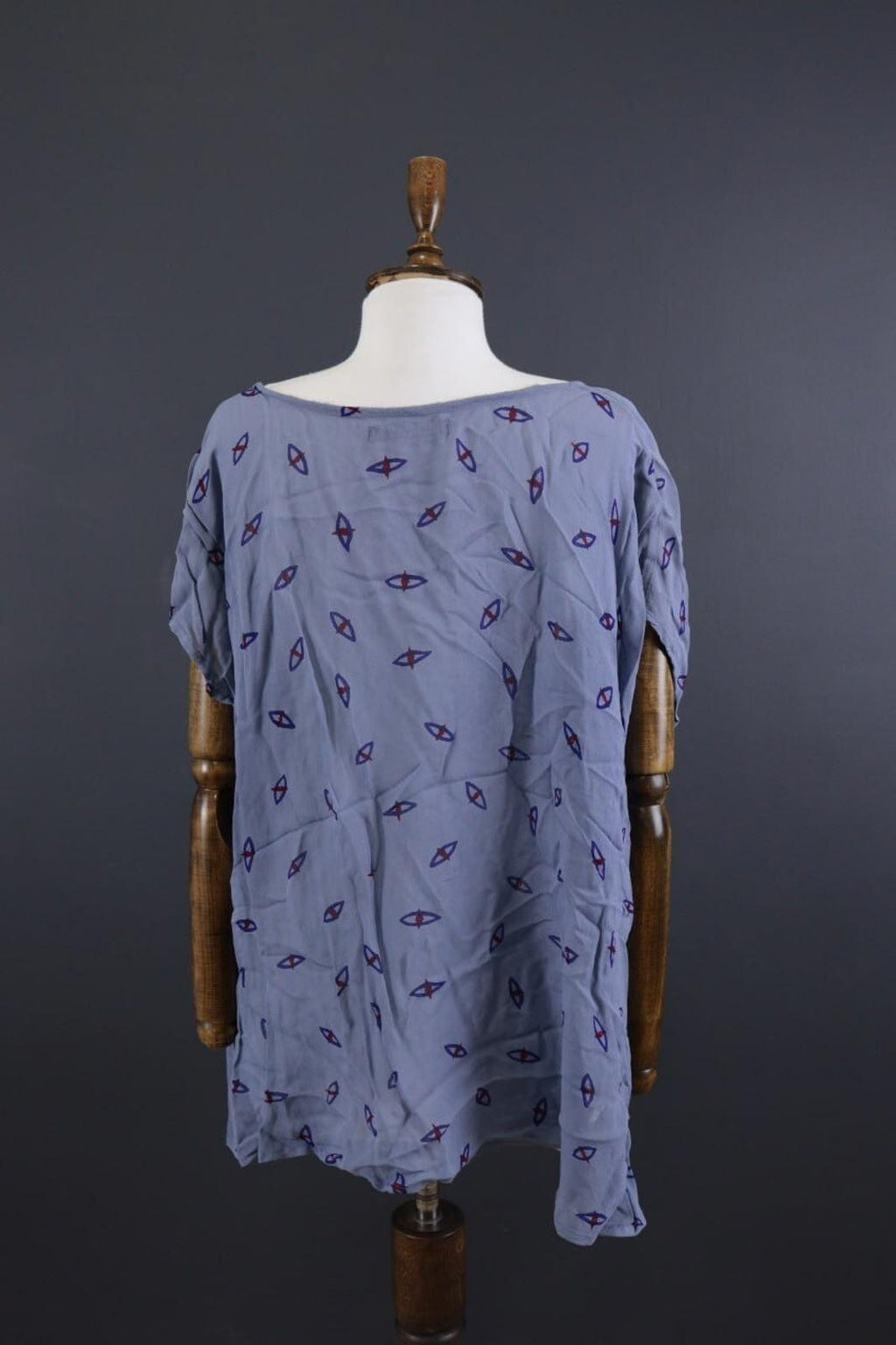 GUDRUN SJODEN Blue Designer Sleeveless Lagenlook Relaxed Tunic Top – Size L/XL