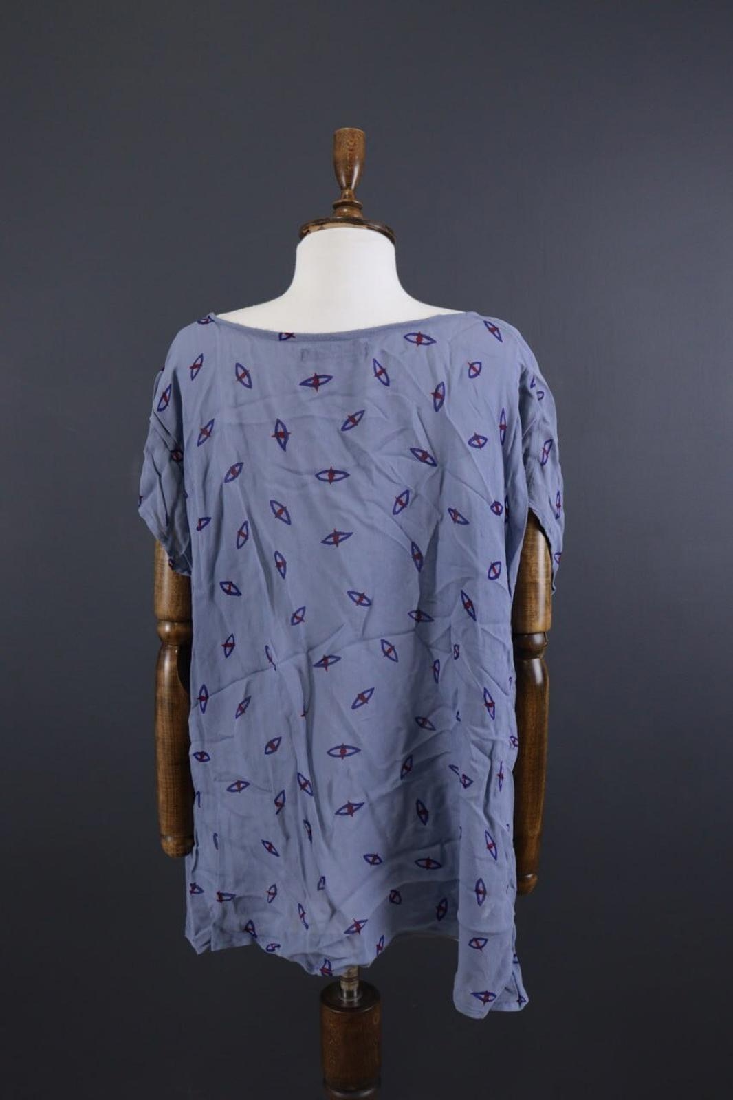 GUDRUN SJODEN Blue Designer Sleeveless Lagenlook Relaxed Tunic Top – Size L/XL