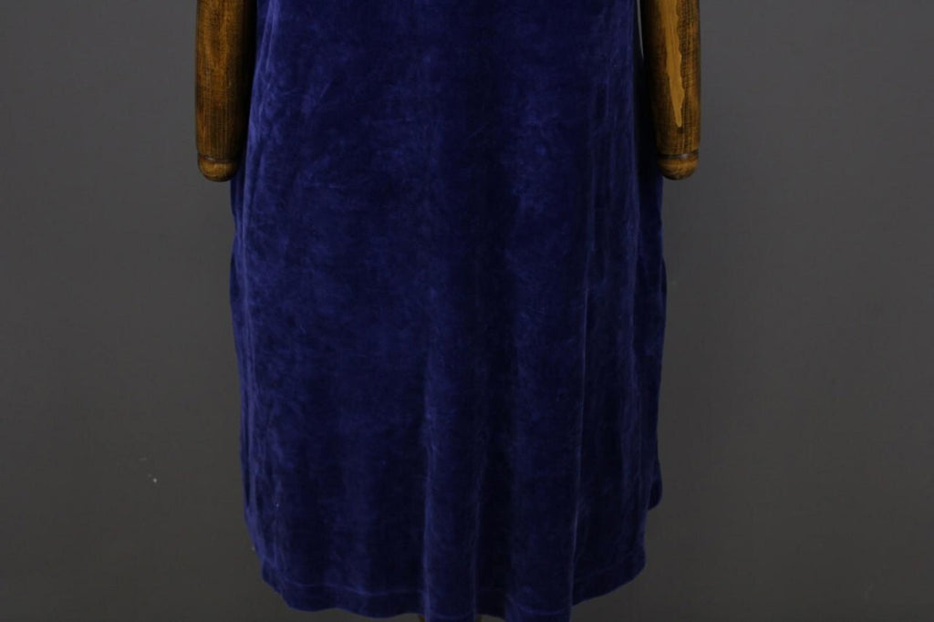 GUDRUN SJODEN Blue Velour Oversized Sleeveless V-Neck A-Line Midi Dress – Size L