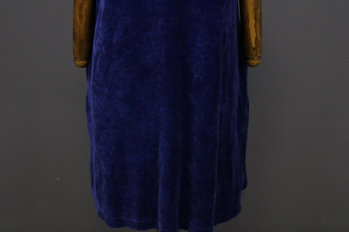 GUDRUN SJODEN Blue Velour Oversized Sleeveless V-Neck A-Line Midi Dress – Size L