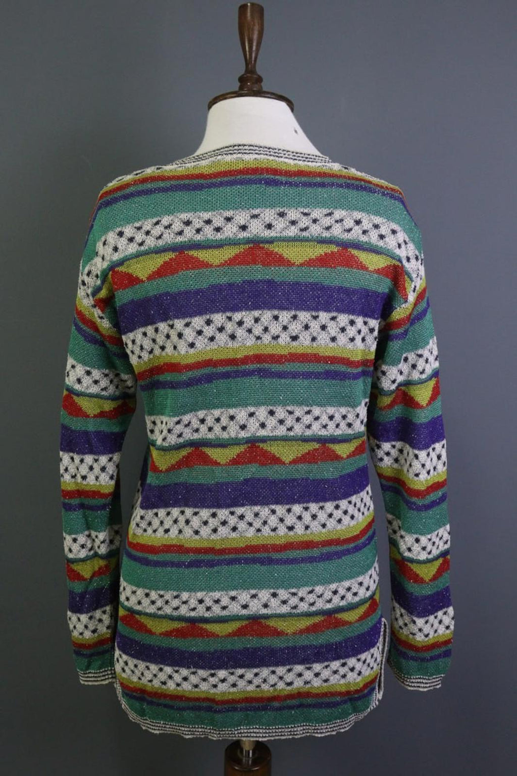 MISSONI SPORT Multi Striped Cotton Knitted Long Sleeve Pullover Sweater – Size 44