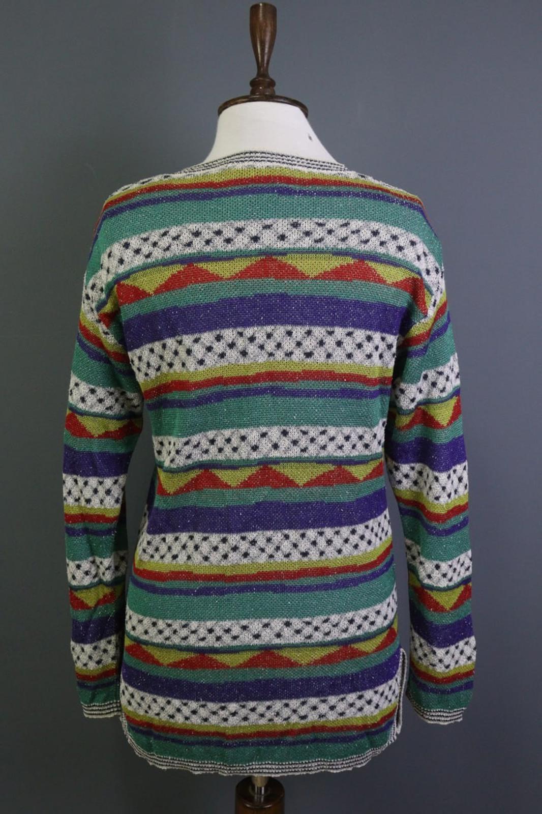 MISSONI SPORT Multi Striped Cotton Knitted Long Sleeve Pullover Sweater – Size 44
