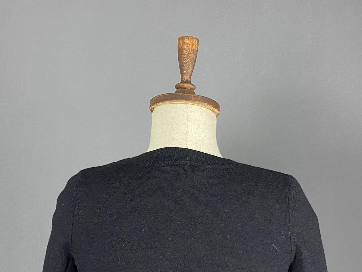 LA MAILLE SEZANE Black Merino Wool Knit Button Sleeve Sweater – Size M