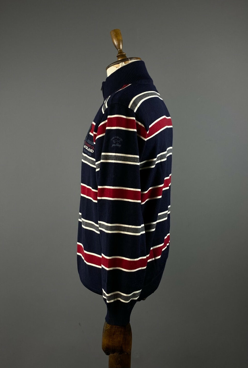 Paul & Shark Yachting Cool Touch Blue Stripe High Neck Wool Jumper – Men's L