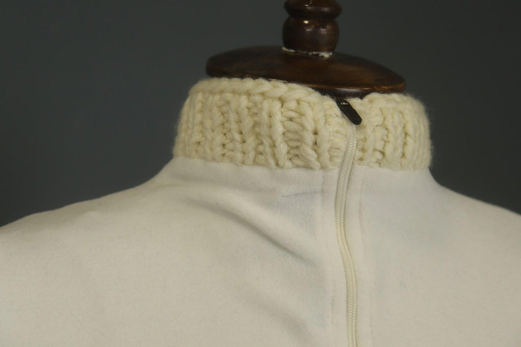 MARITHE FRANCOIS GIRBAUD White Knitted Slim Fit Mock Neck 1/4 Zip Sweater Sz 38