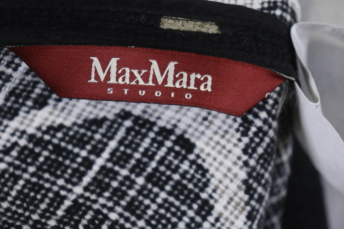 MAX MARA Black Abstract Print 3/4 Sleeve Button Front Blazer Jacket Coat – Size 6
