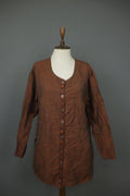 GUDRUN SJÖDEN Brown Lagenlook Linen Long Sleeve Button Front Shirt Dress – Size S