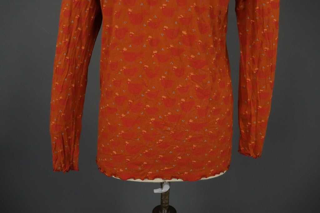 GUDRUN SJODEN Multi Long Sleeve Square Neck Stretch Pullover Blouse Top – Size L