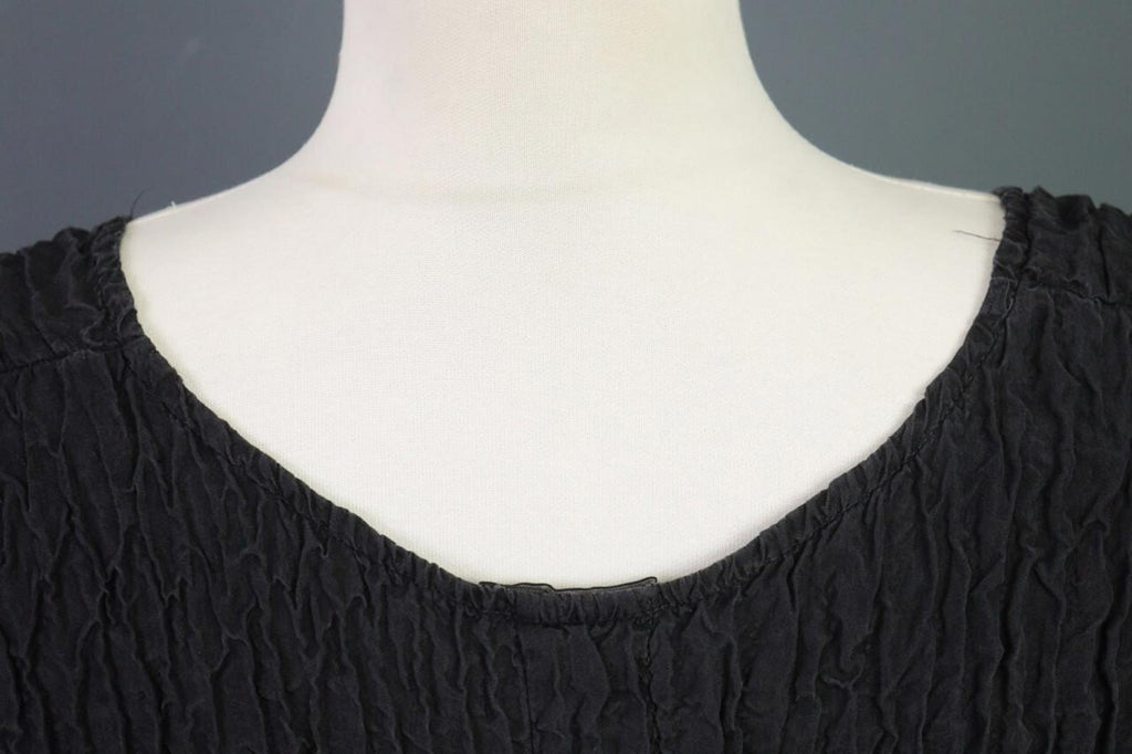 GRIZAS Black Textured Silk Lagenlook Tunic Midi Dress – Size M