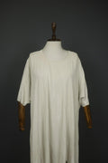 RUNDHOLZ DIP White 3/4 Sleeve Crew Neck Asymmetrical Hem Pullover T-Shirt Dress
