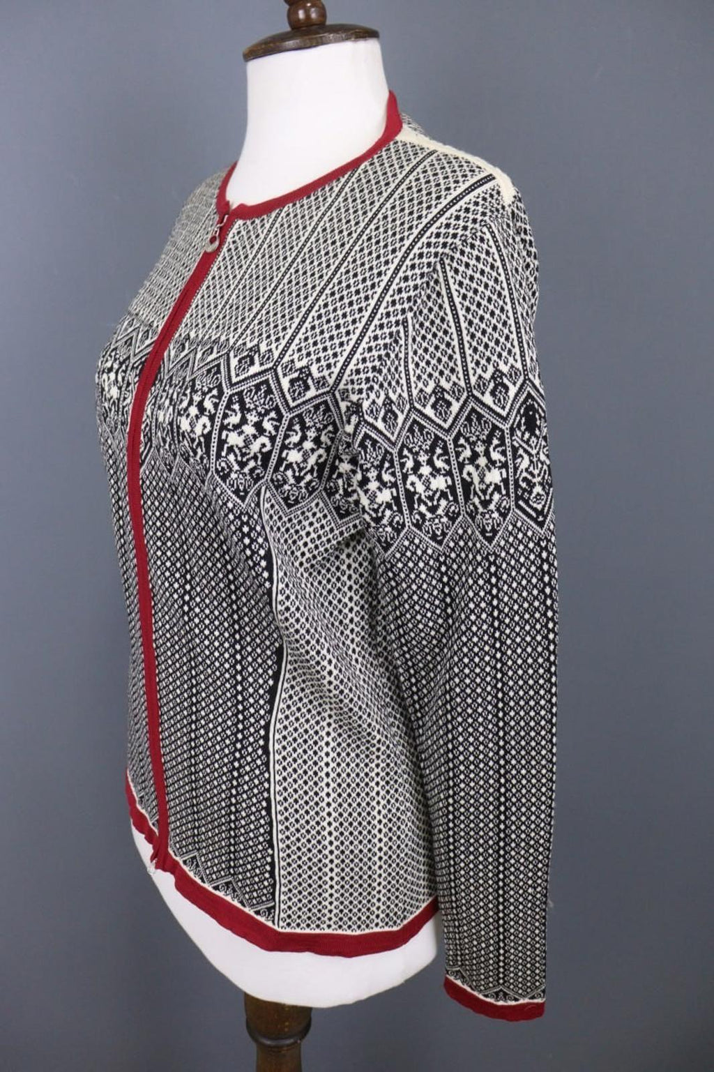 DALE OF NORWAY Multi 100% Wool Fair Isle Knit Crew Neck Full Zip Sweater – Size L